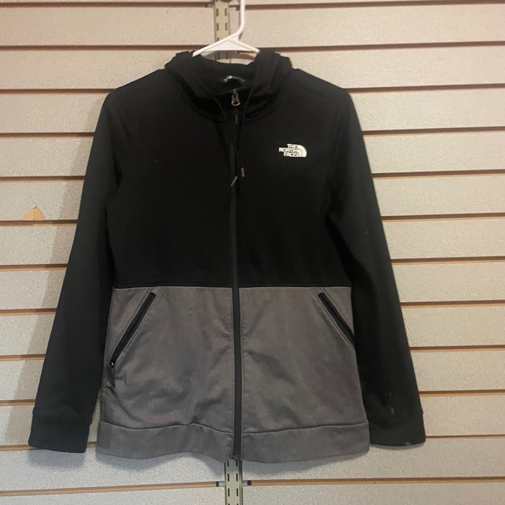 The North Face Womens Full Zip‎ Hoodie Black Grey Colorblock Sweatshirt Medium